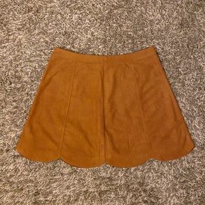 Burnt Orange Scalloped Suede Skirt